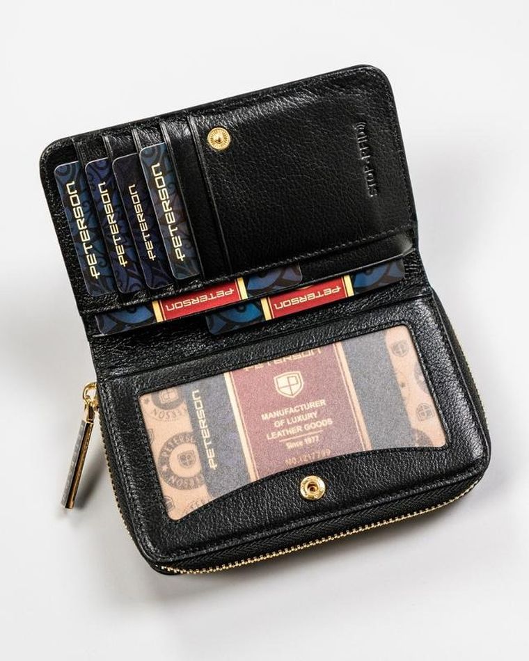 Portfel, czarny, skórzany, RFID, Peterson