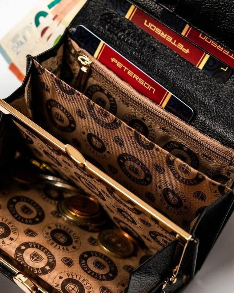 Portfel, czarny, skórzany, RFID, Peterson