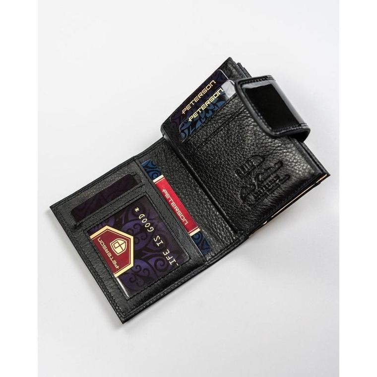 Portfel, czarny, skórzany, RFID, Peterson
