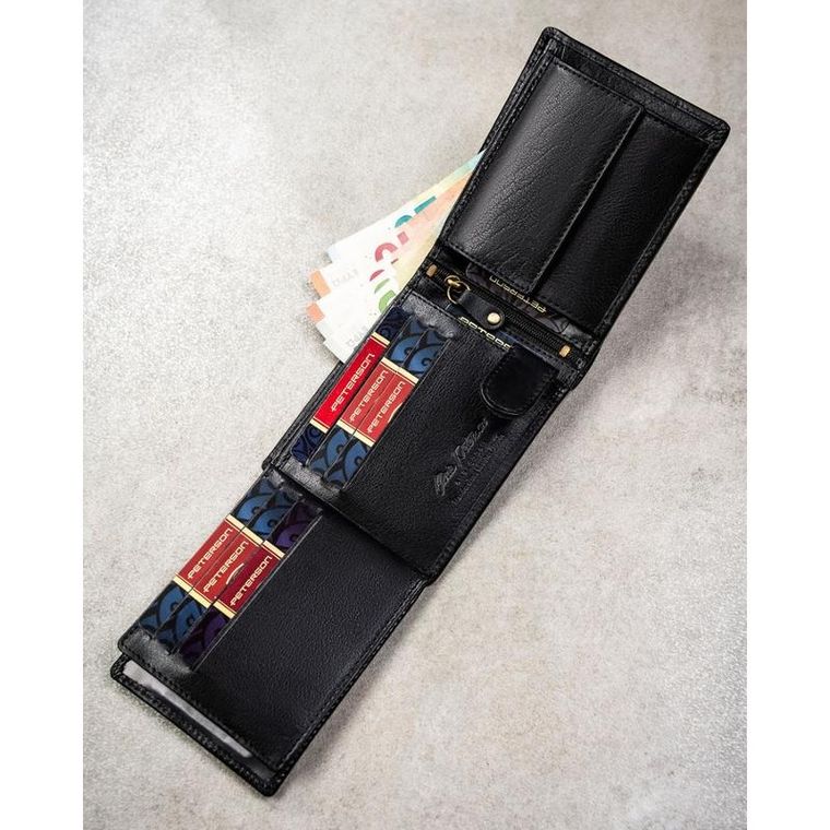 Portfel, czarny, skórzany, RFID, Peterson