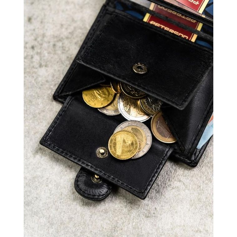 Portfel, czarny, skórzany, RFID, Peterson