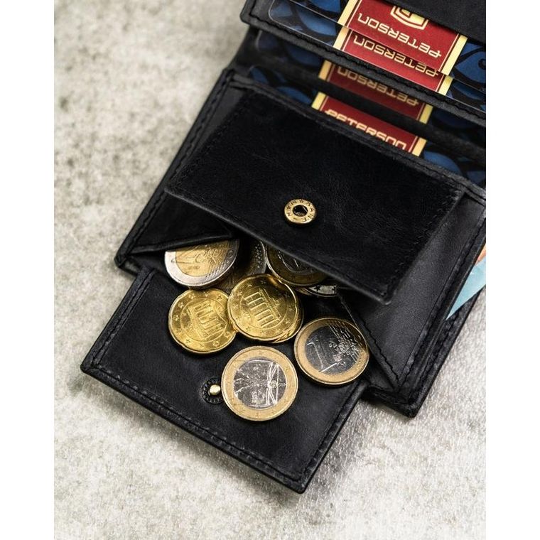 Portfel, czarny, skórzany, RFID, Peterson