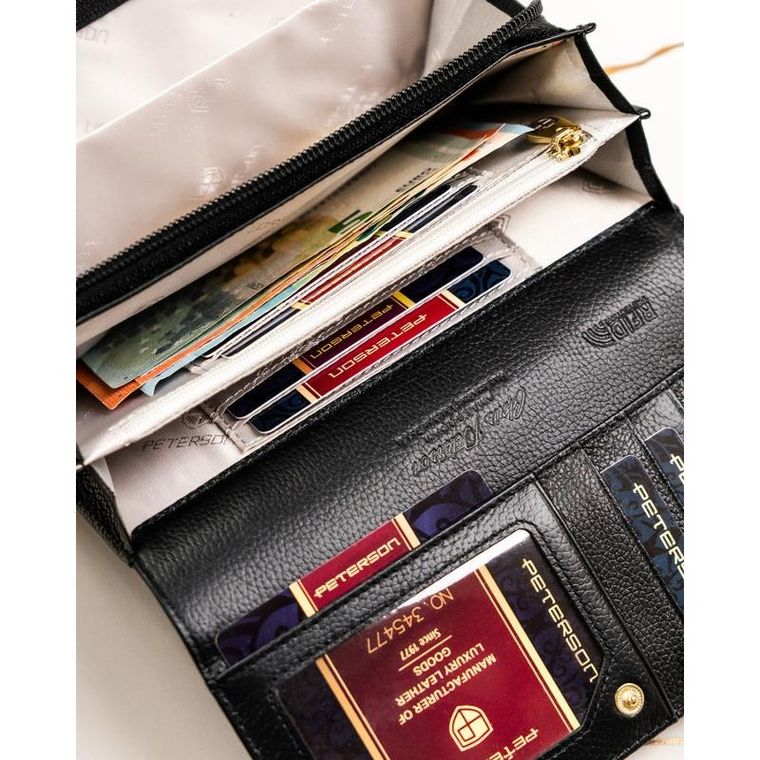 Portfel, czarny, skórzany, RFID, Peterson