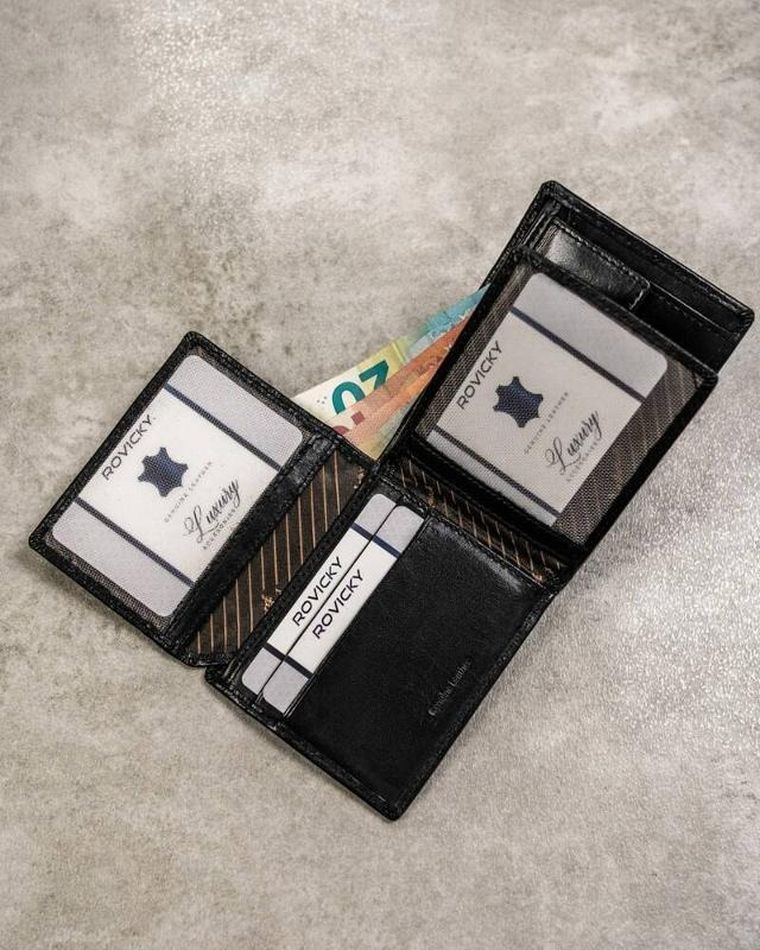 Portfel, czarny, skórzany, RFID, Pierre Andreus