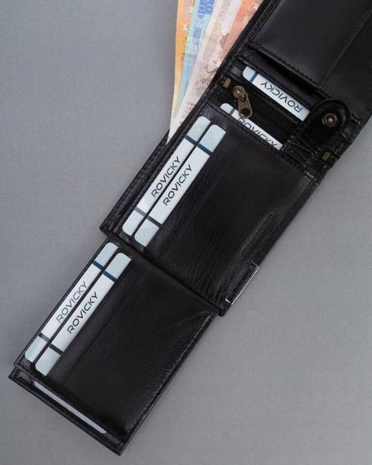 Portfel, czarny, skórzany, RFID, Ronaldo