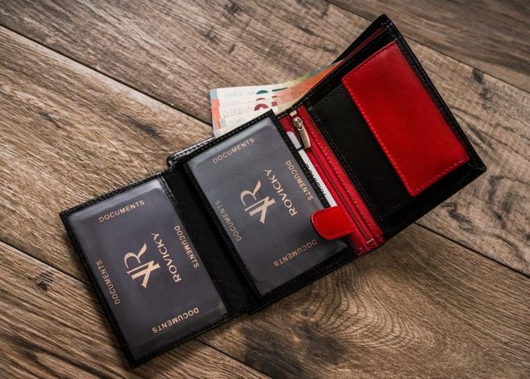 Portfel, czarny, skórzany, RFID, Rovicky