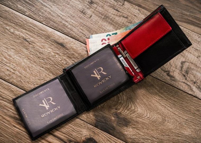 Portfel, czarny, skórzany, RFID, Rovicky