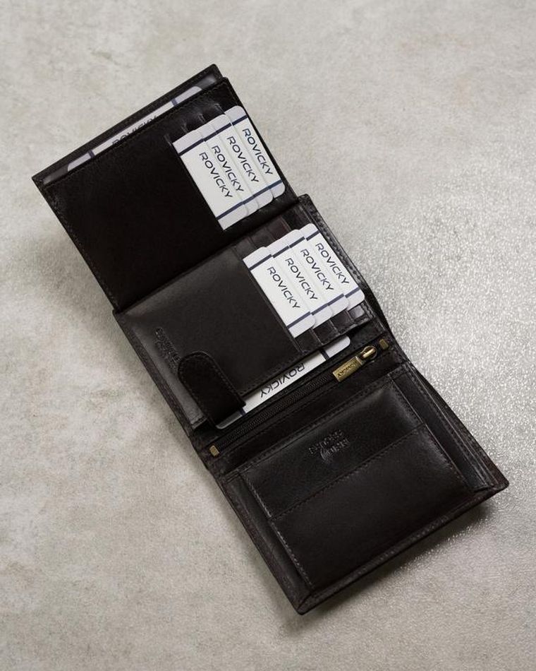 Portfel, czarny, skórzany, RFID, Rovicky