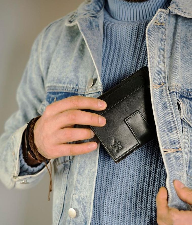 Portfel, czarny, skórzany, RFID, Rovicky