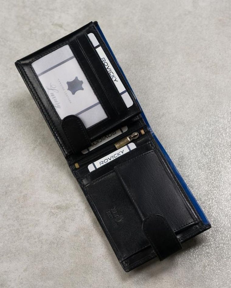 Portfel, czarny, skórzany, RFID, Rovicky