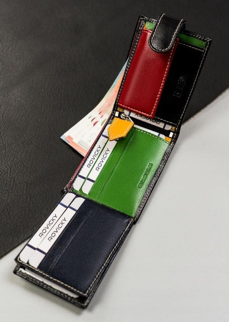Portfel, czarny, skórzany, RFID, Rovicky