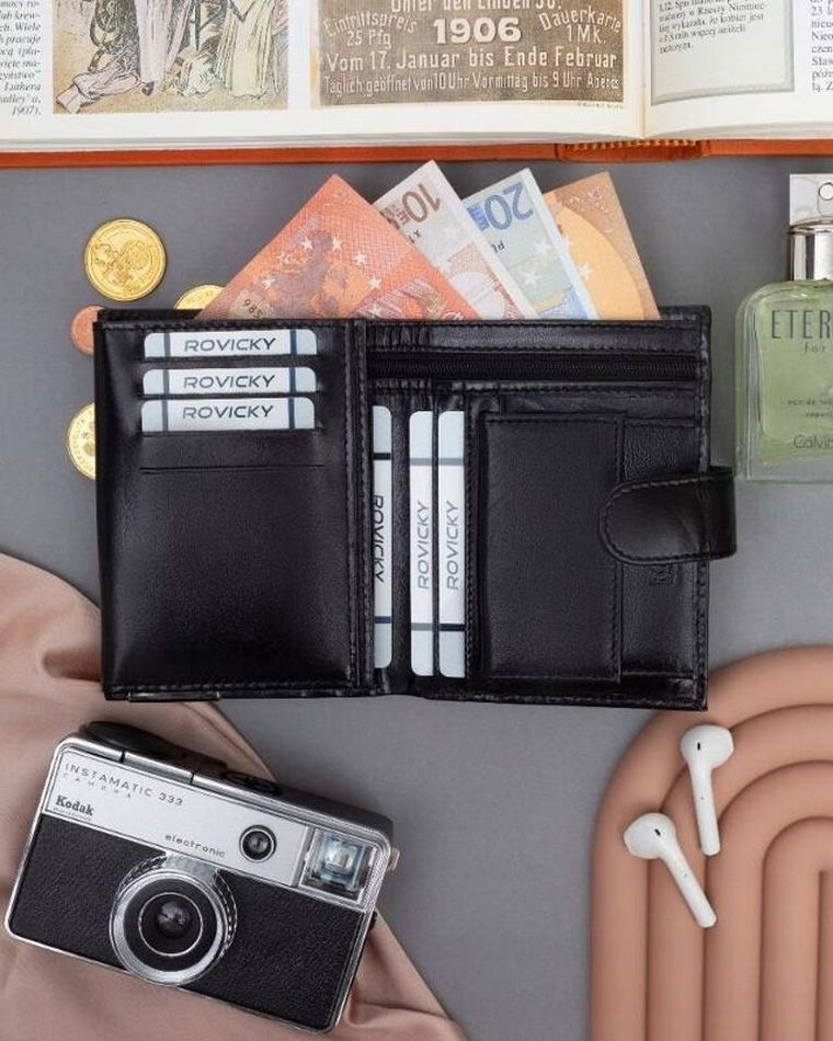 Portfel, czarny, skórzany, Ronaldo