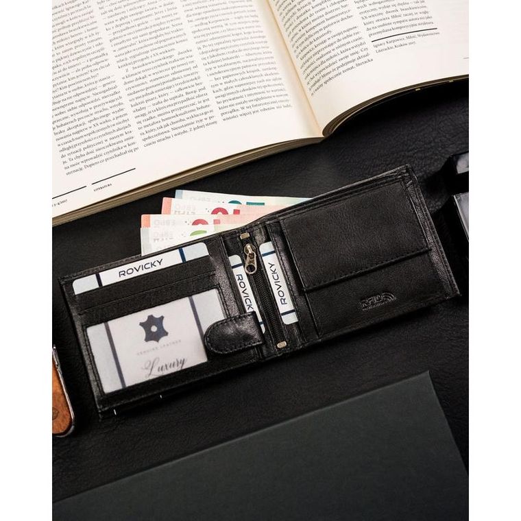 Portfel, czarny, skórzany, Ronaldo