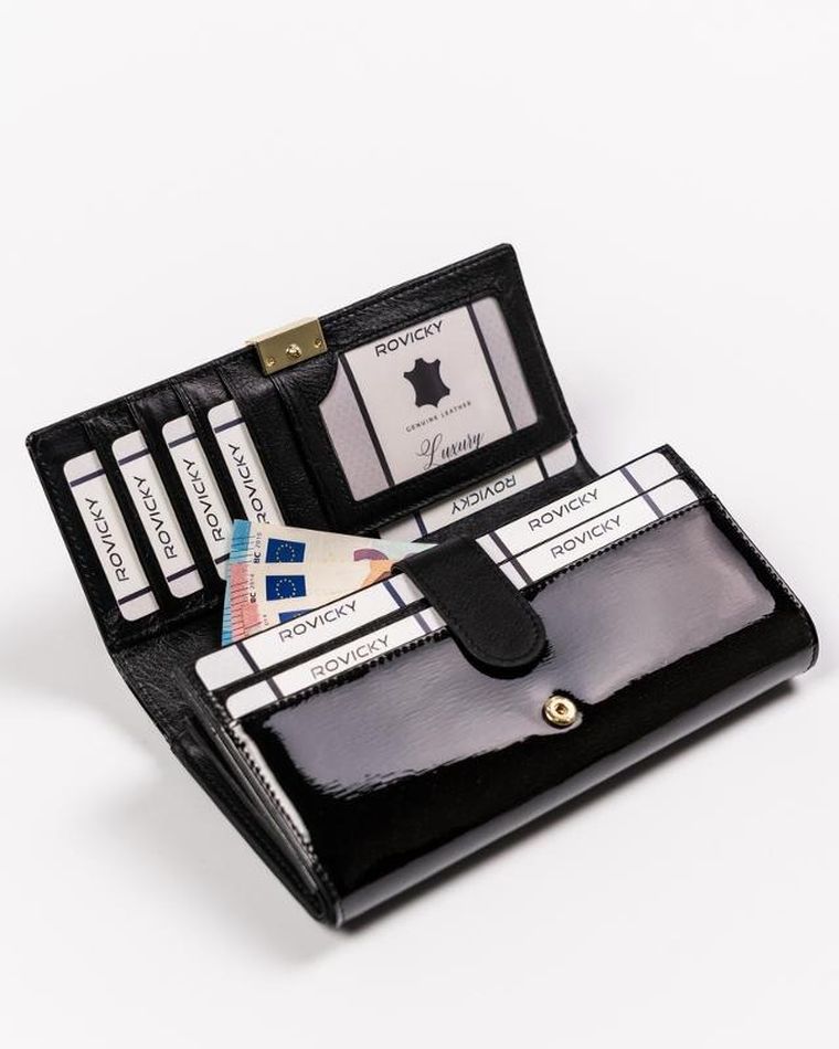 Portfel, czarny, skórzany, Rovicky