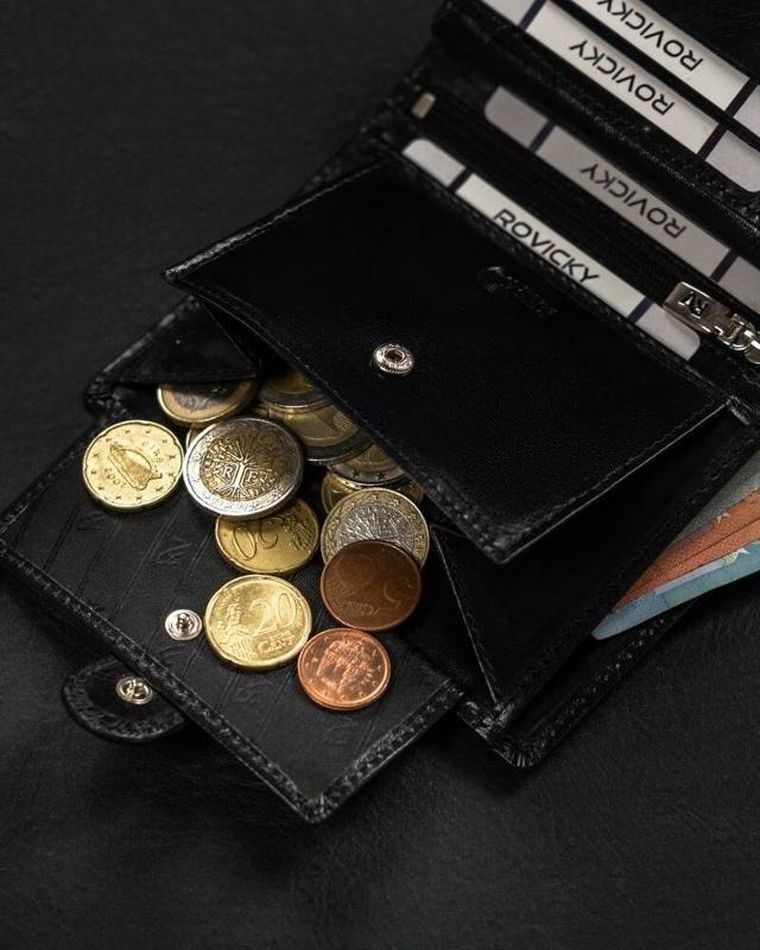 Portfel, czarny, skórzany, Rovicky