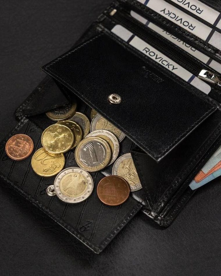 Portfel, czarny, skórzany, Rovicky