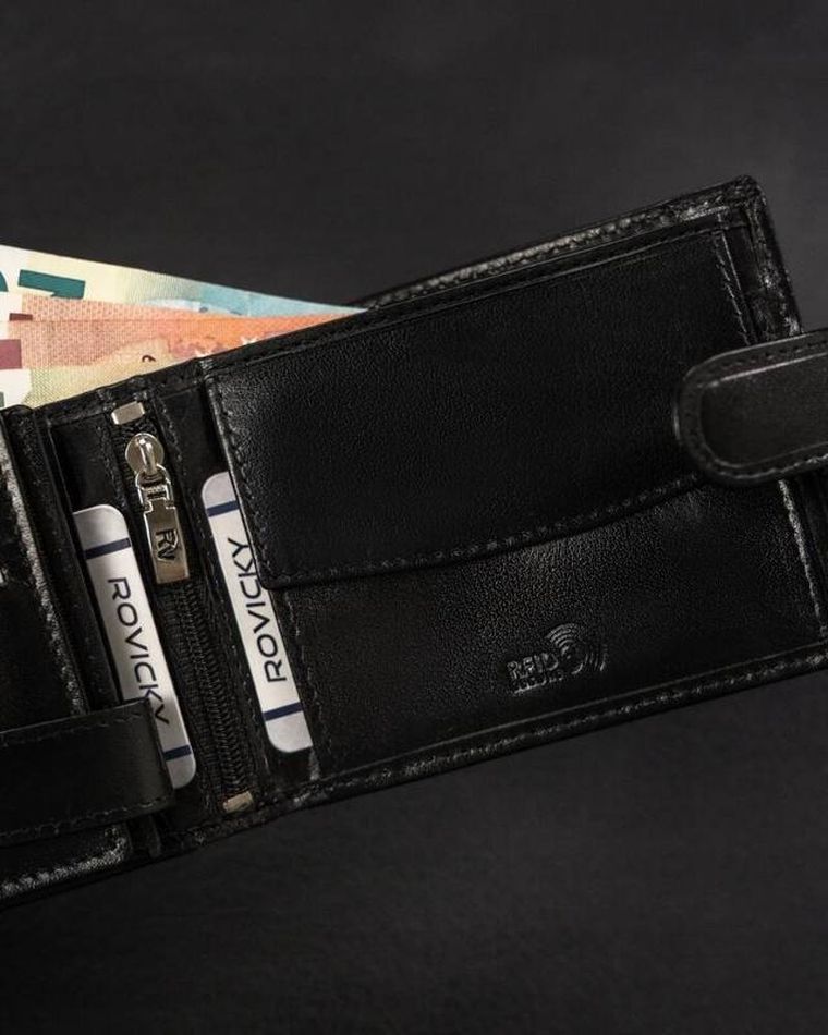 Portfel, czarny, skórzany, Rovicky