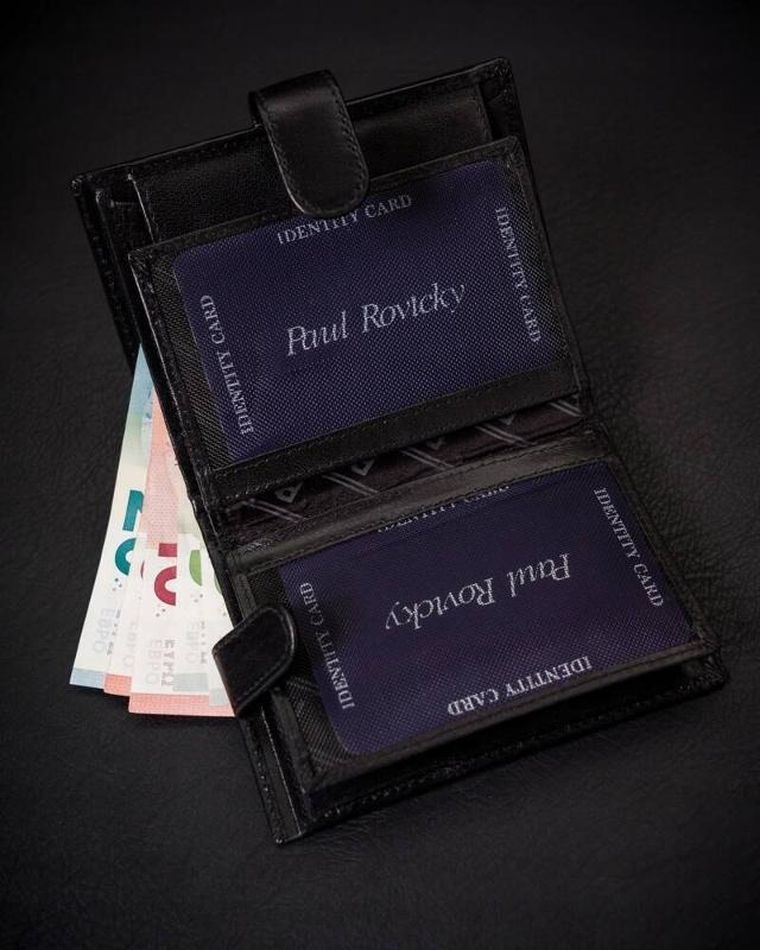 Portfel, czarny, skórzany, Rovicky