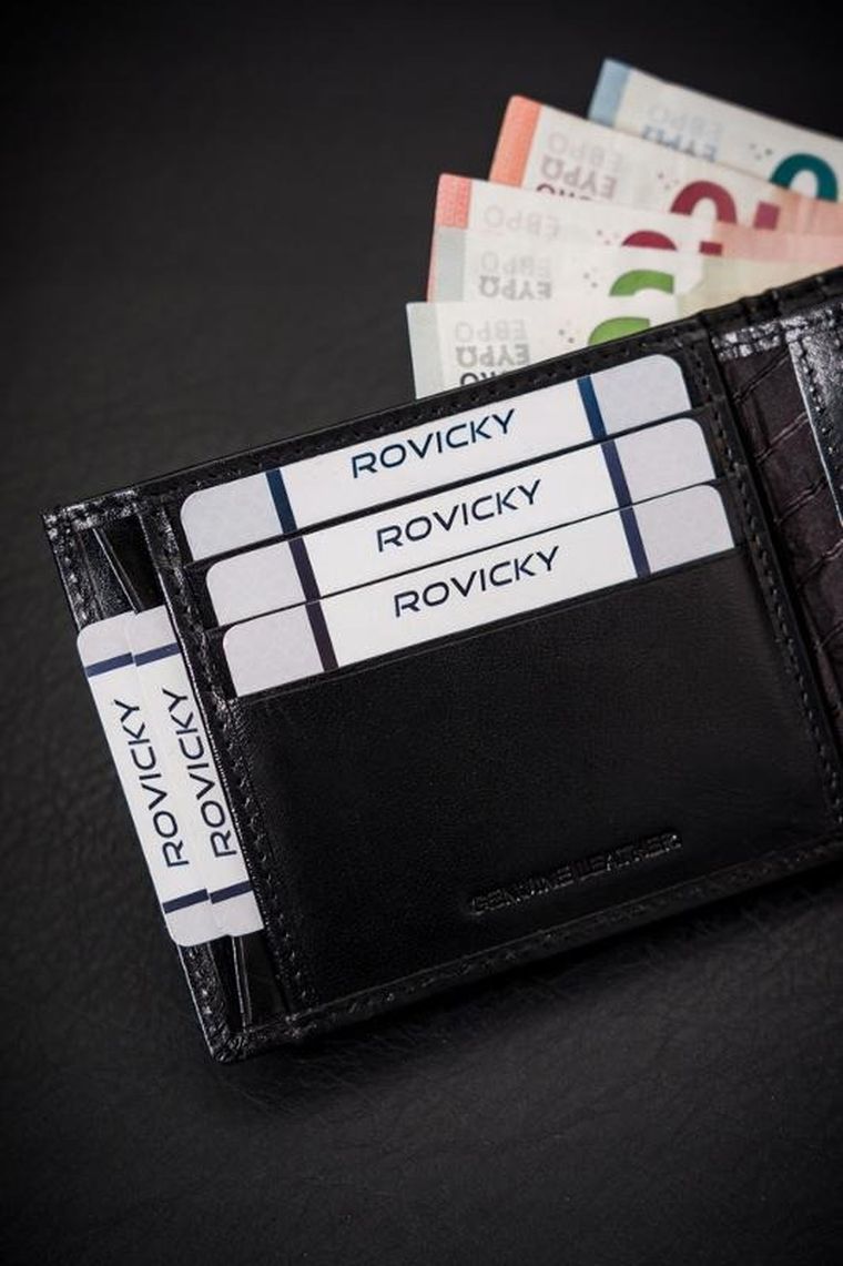 Portfel, czarny, skórzany, Rovicky