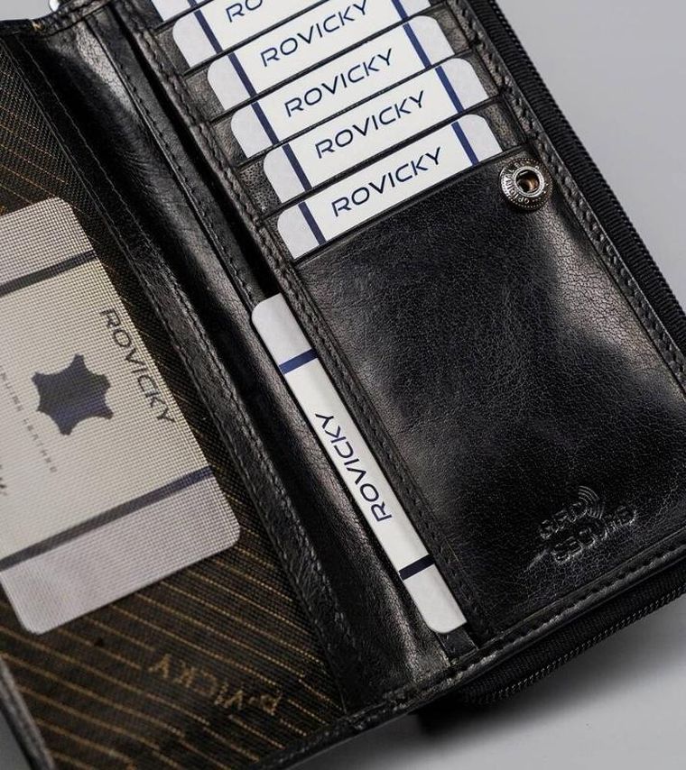 Portfel, czarny, skórzany, Rovicky