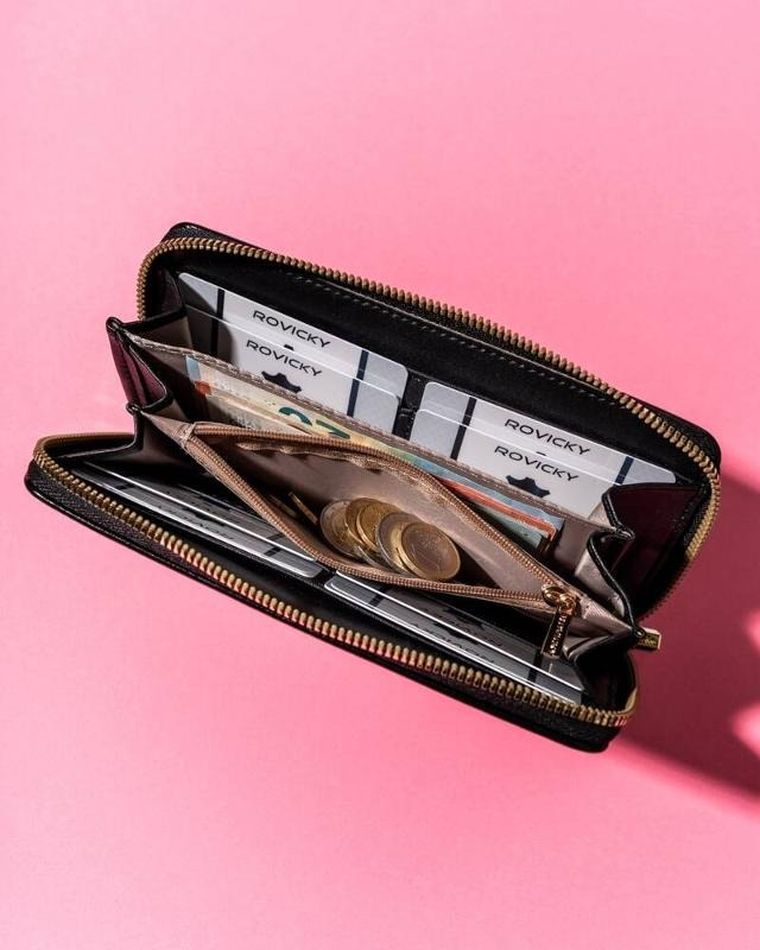 Portfel, czarny, skórzany, Rovicky