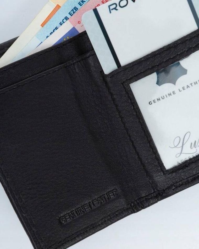 Portfel, czarny, skórzany, Rovicky