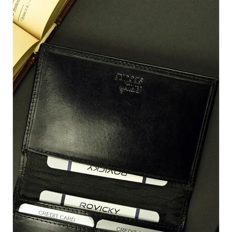 Portfel, czarny, skórzany, Rovicky