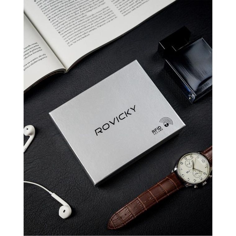 Portfel, czarny, skórzany, Rovicky