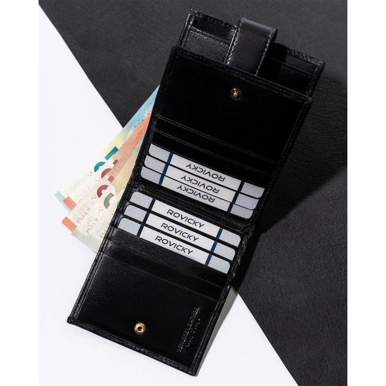 Portfel, czarny, skórzany, Rovicky