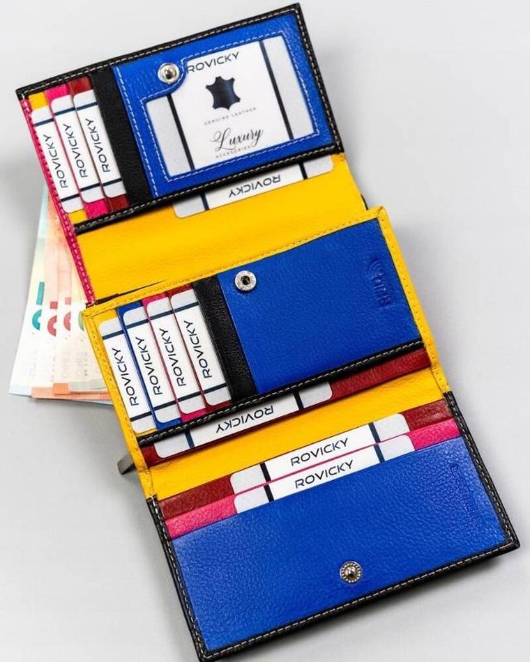 Portfel, czarny, skórzany, Rovicky