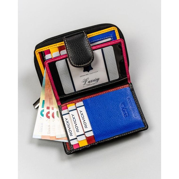 Portfel, czarny, skórzany, Rovicky