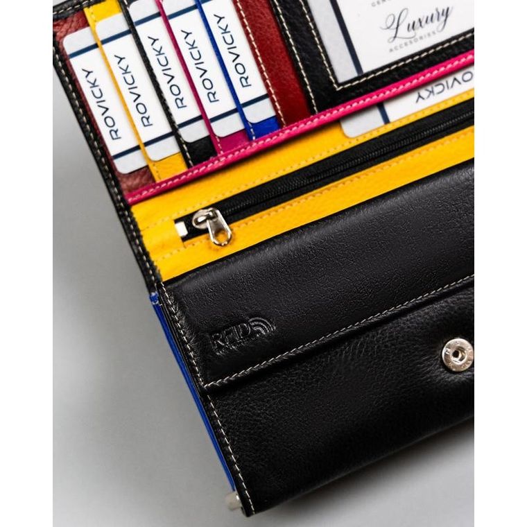 Portfel, czarny, skórzany, Rovicky