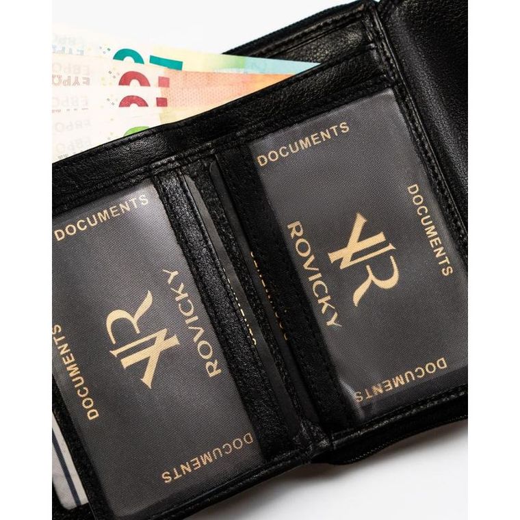 Portfel, czarny, skórzany, Rovicky