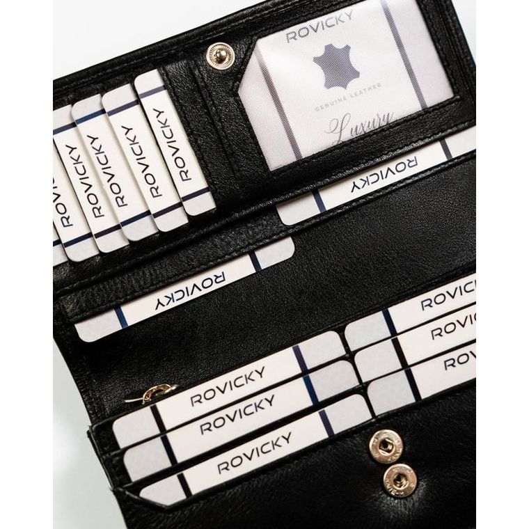 Portfel, czarny, skórzany, Rovicky