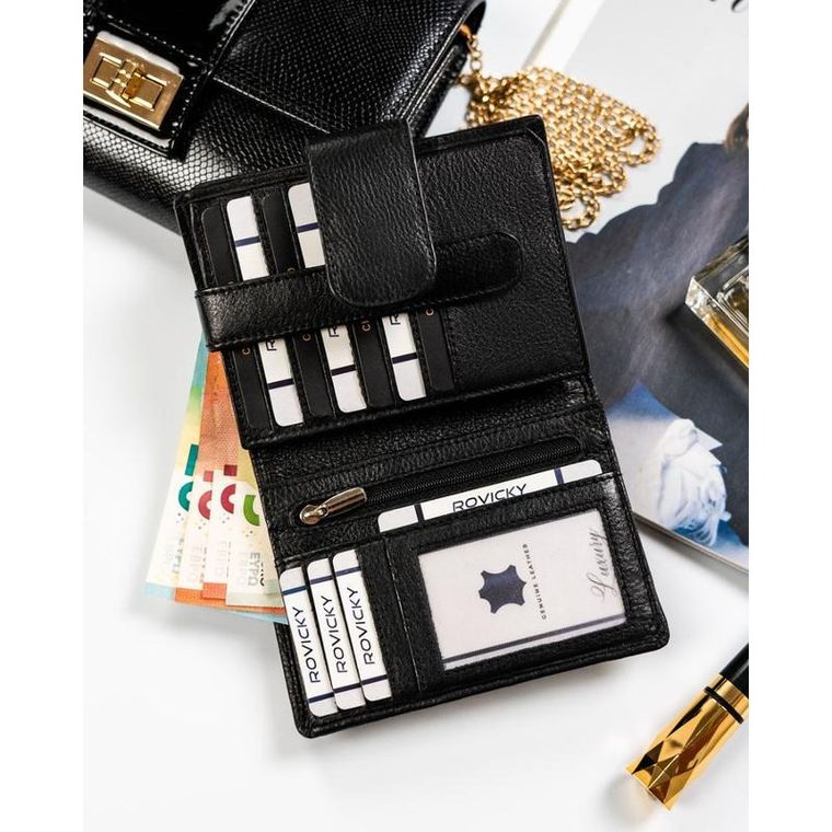 Portfel, czarny, skórzany, Rovicky