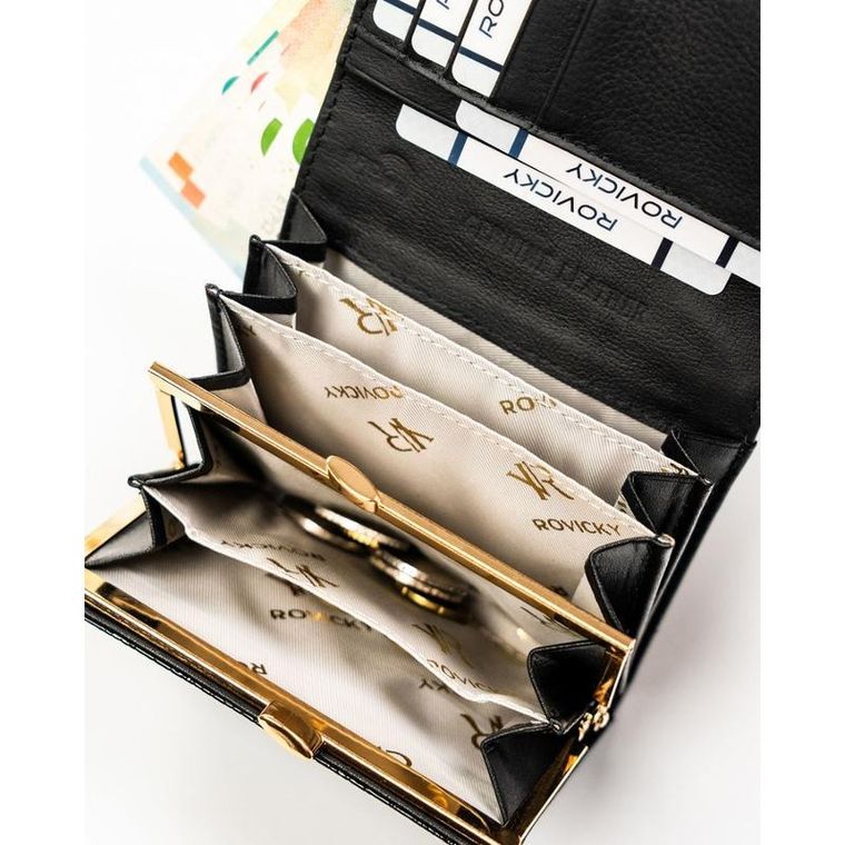 Portfel, czarny, skórzany, Rovicky