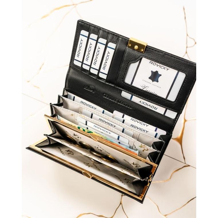 Portfel, czarny, skórzany, Rovicky