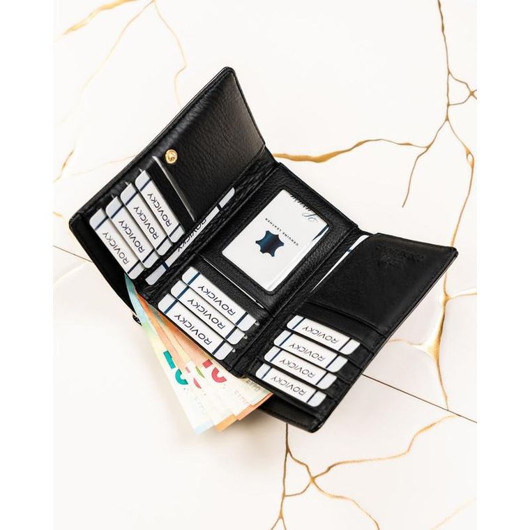 Portfel, czarny, skórzany, Rovicky