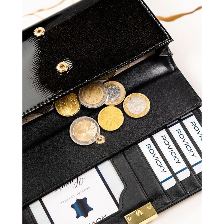 Portfel, czarny, skórzany, Rovicky
