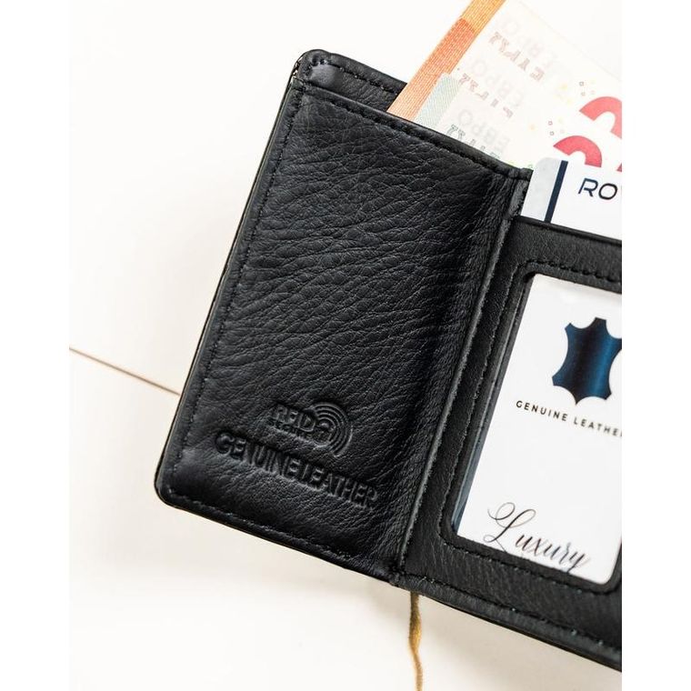 Portfel, czarny, skórzany, Rovicky