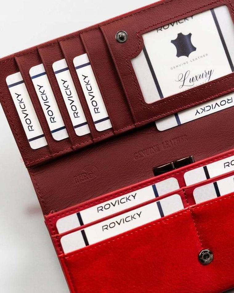 Portfel, czerwony, RFID, Rovicky