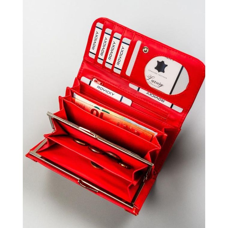 Portfel, czerwony, skóra ekologiczna, 4U Cavaldi