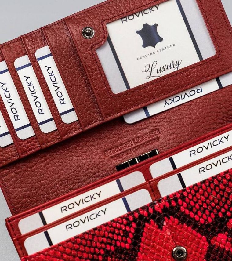 Portfel, czerwony, skóra ekologiczna, Cavaldi