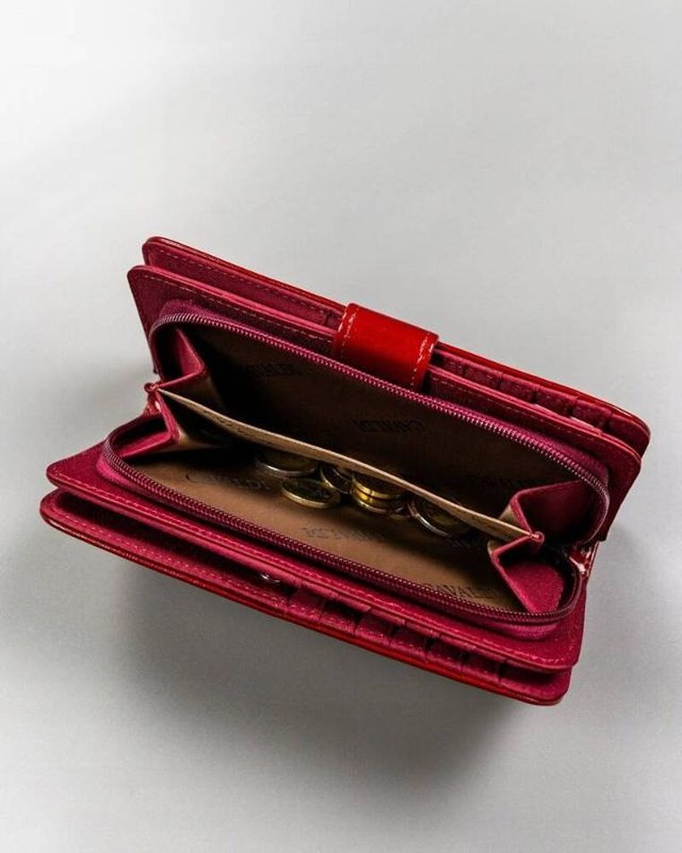 Portfel, czerwony, skóra ekologiczna, Cavaldi