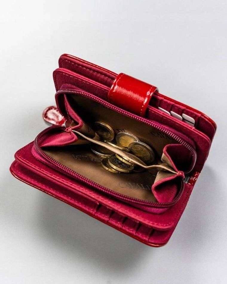 Portfel, czerwony, skóra ekologiczna, Cavaldi