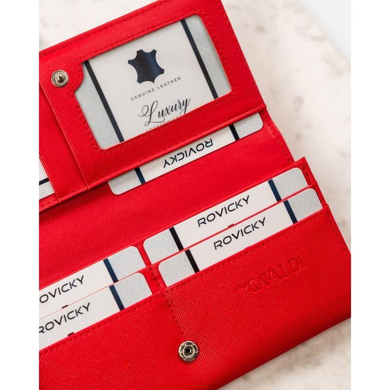 Portfel, czerwony, skóra ekologiczna, Cavaldi