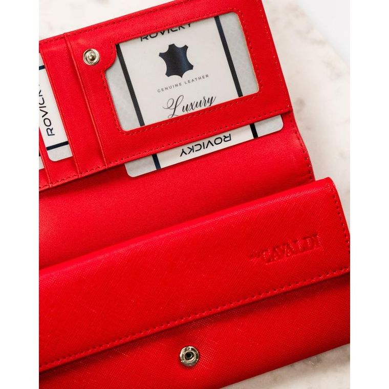 Portfel, czerwony, skóra ekologiczna, Cavaldi