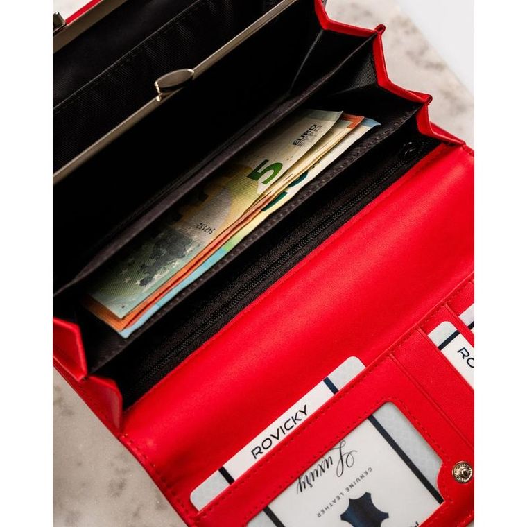 Portfel, czerwony, skóra ekologiczna, Cavaldi