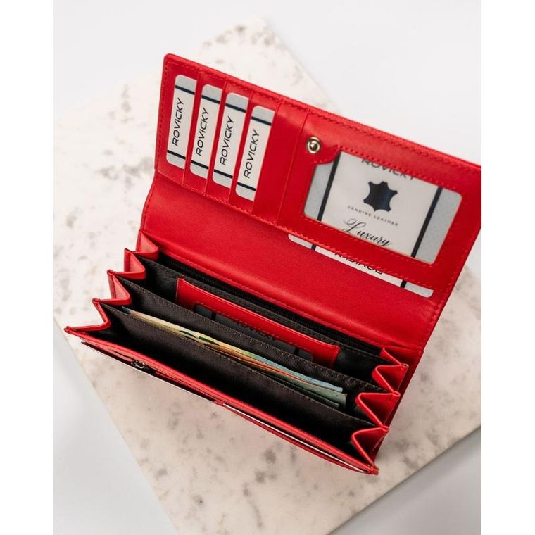 Portfel, czerwony, skóra ekologiczna, Cavaldi