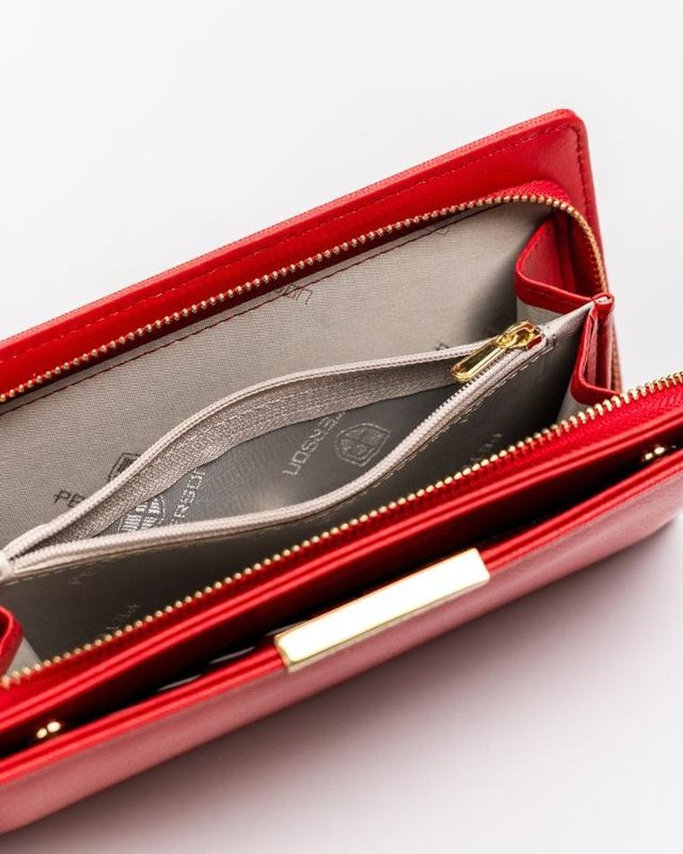 Portfel, czerwony, skóra ekologiczna, Peterson